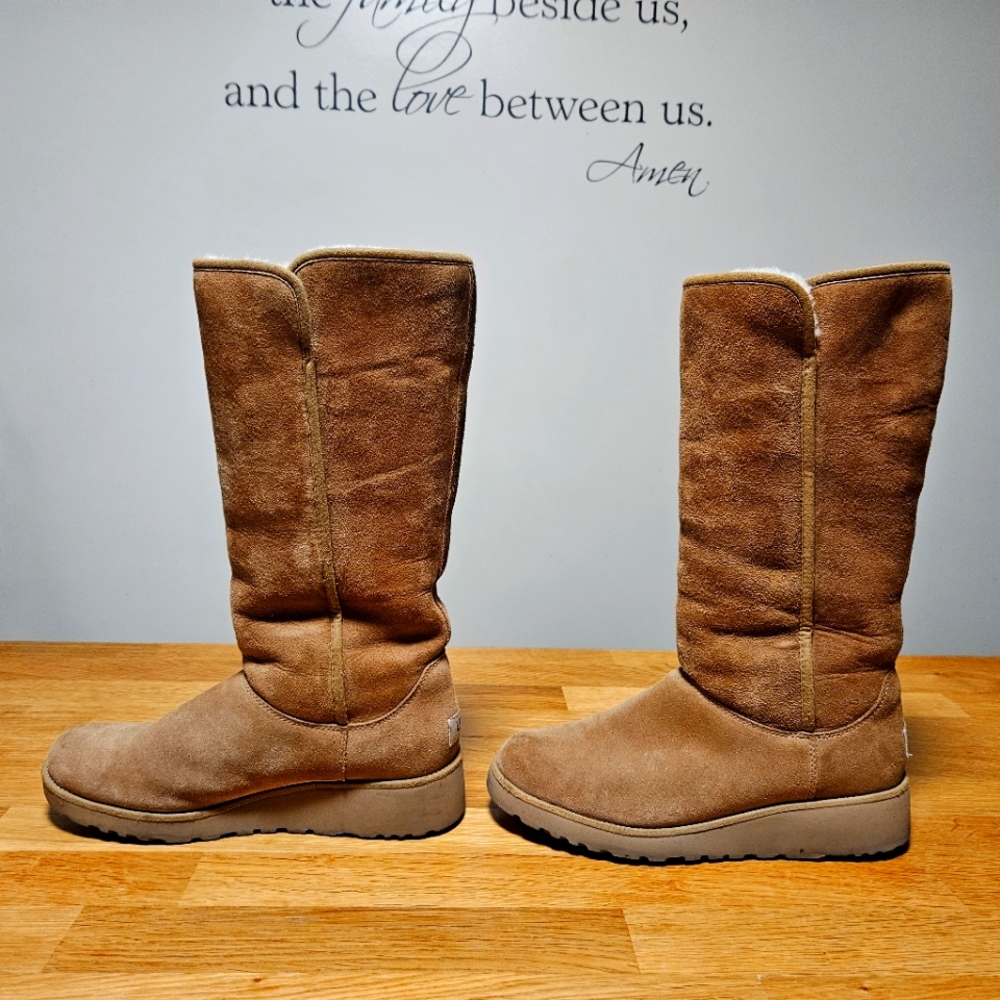 Ugg Kara Chestnut Demi Wedge Classic Tall And Slim Boots Twinface And Suede View 4